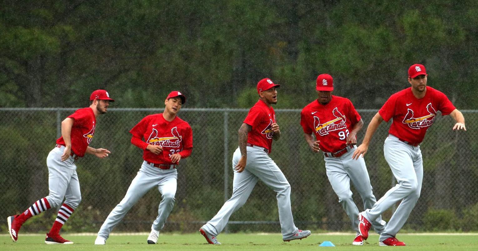 Cropped version: Rain shows during Saturday workout at Spring Training